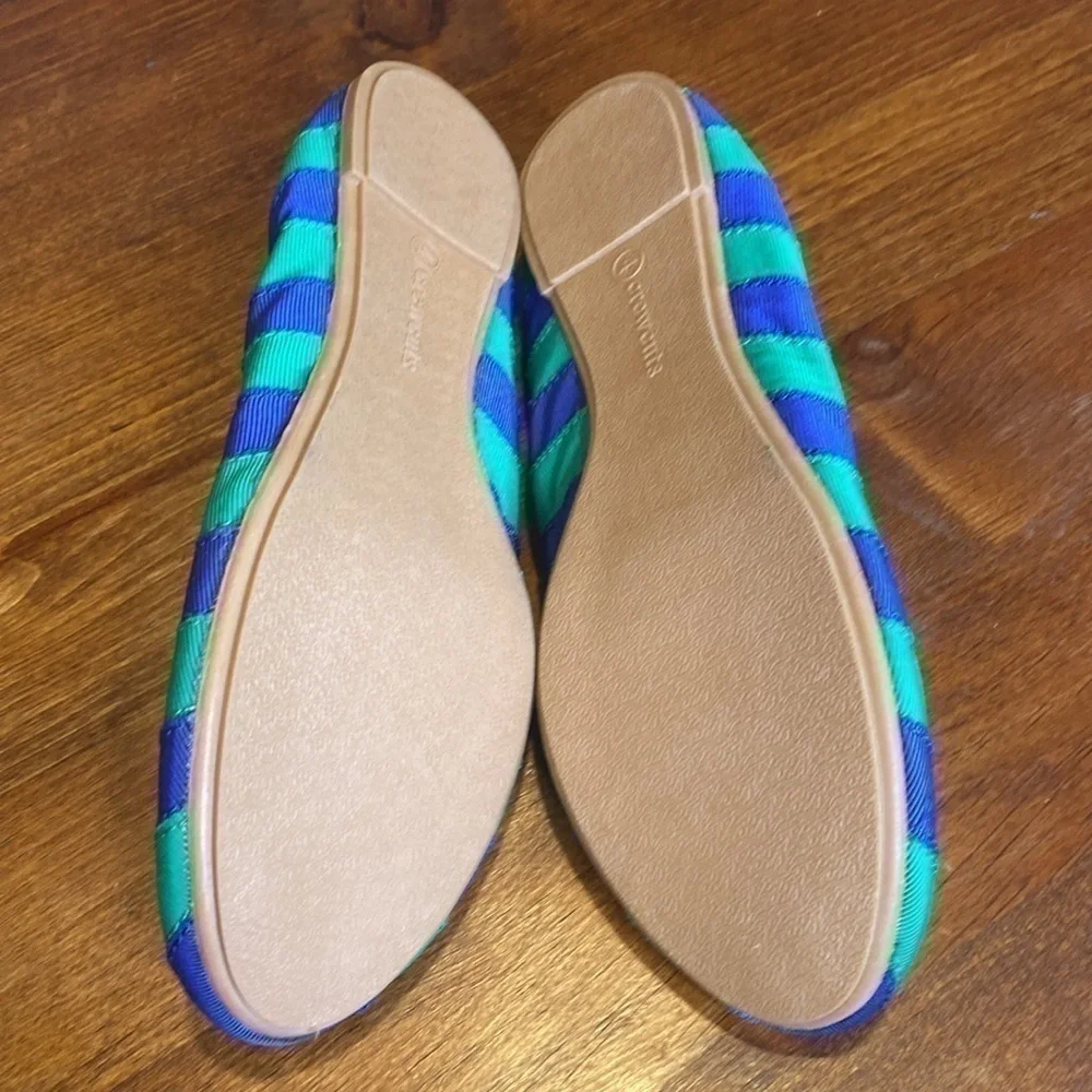 JCrew “crew cuts” green/blue stripe ballet flats 65875 Sz 4 NWOB